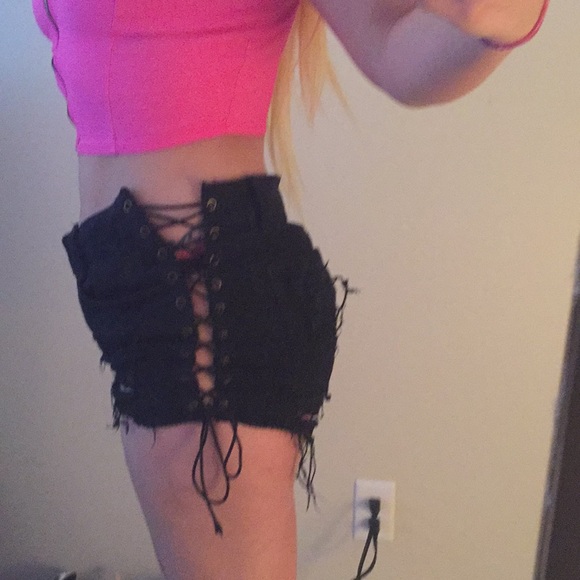 Pants - super sexy!black tie up open sides summer  shorts!